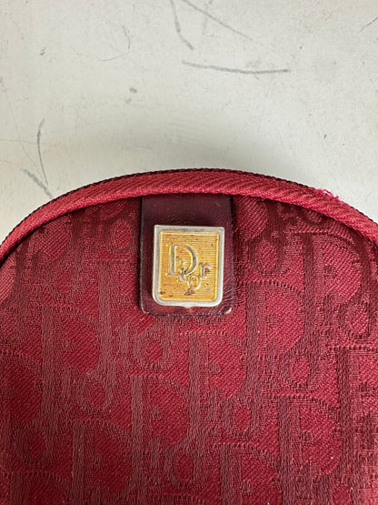 Vintage Dior Monogram Velvet Coin Purse Burgundy Gold