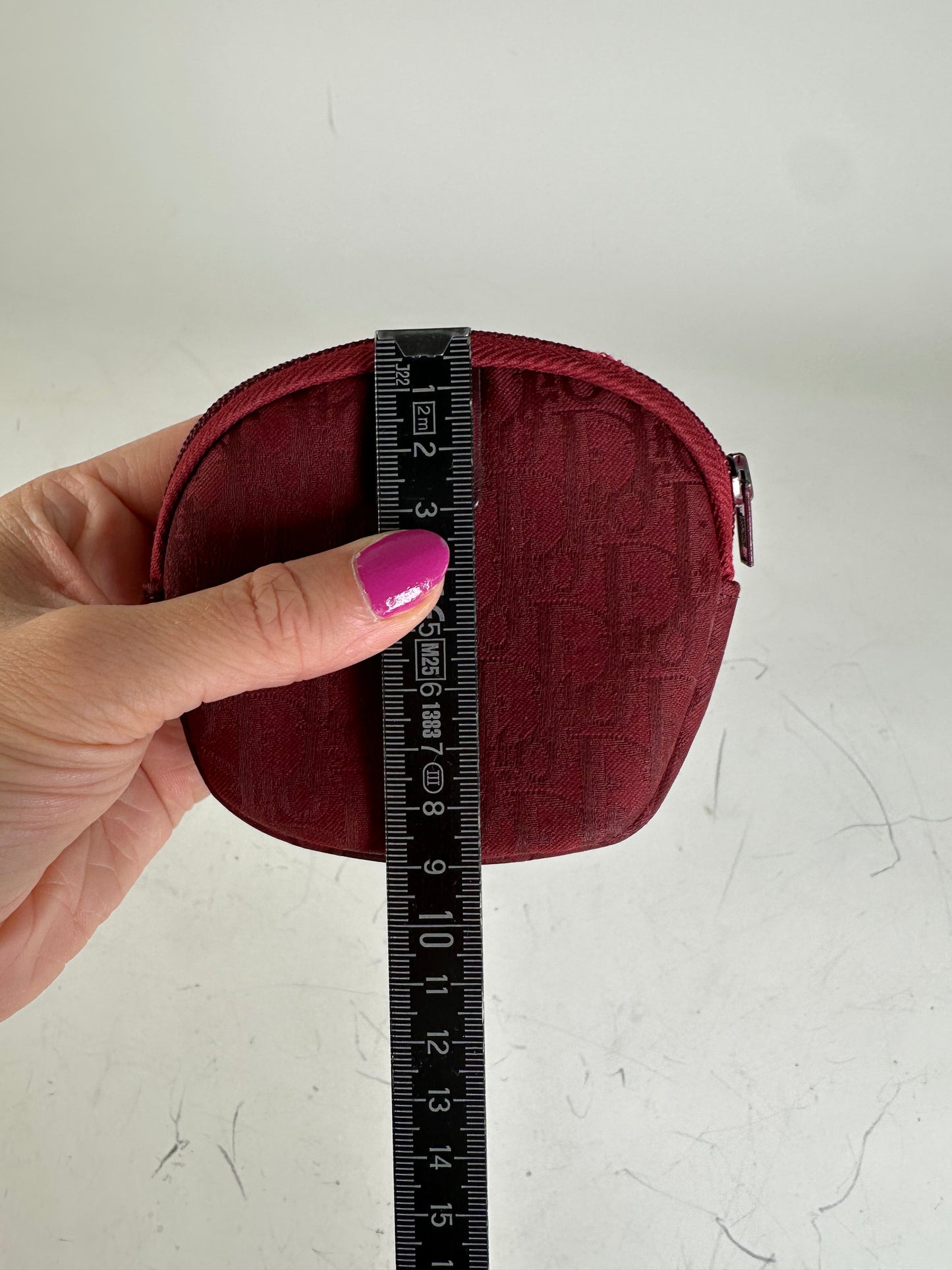 Vintage Dior Monogram Velvet Coin Purse Burgundy Gold