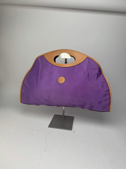 Vintage Fendi Roma Canvas Leather Tote Bag