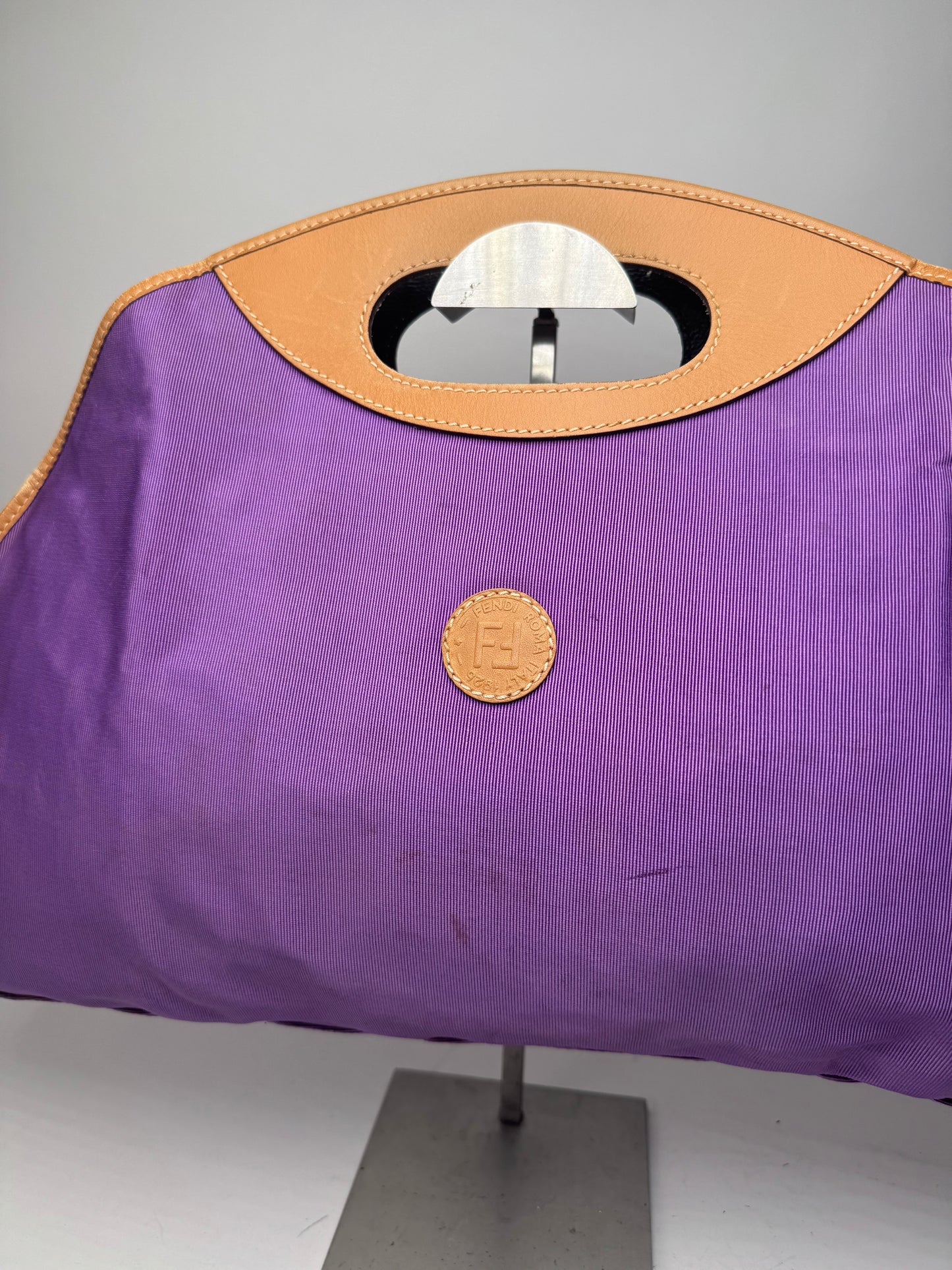 Vintage Fendi Roma Canvas Leather Tote Bag