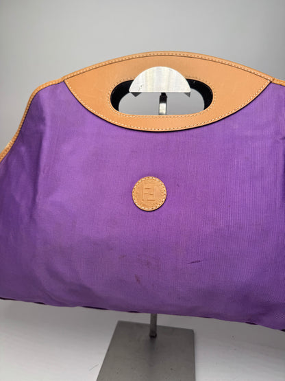 Vintage Fendi Roma Canvas Leather Tote Bag