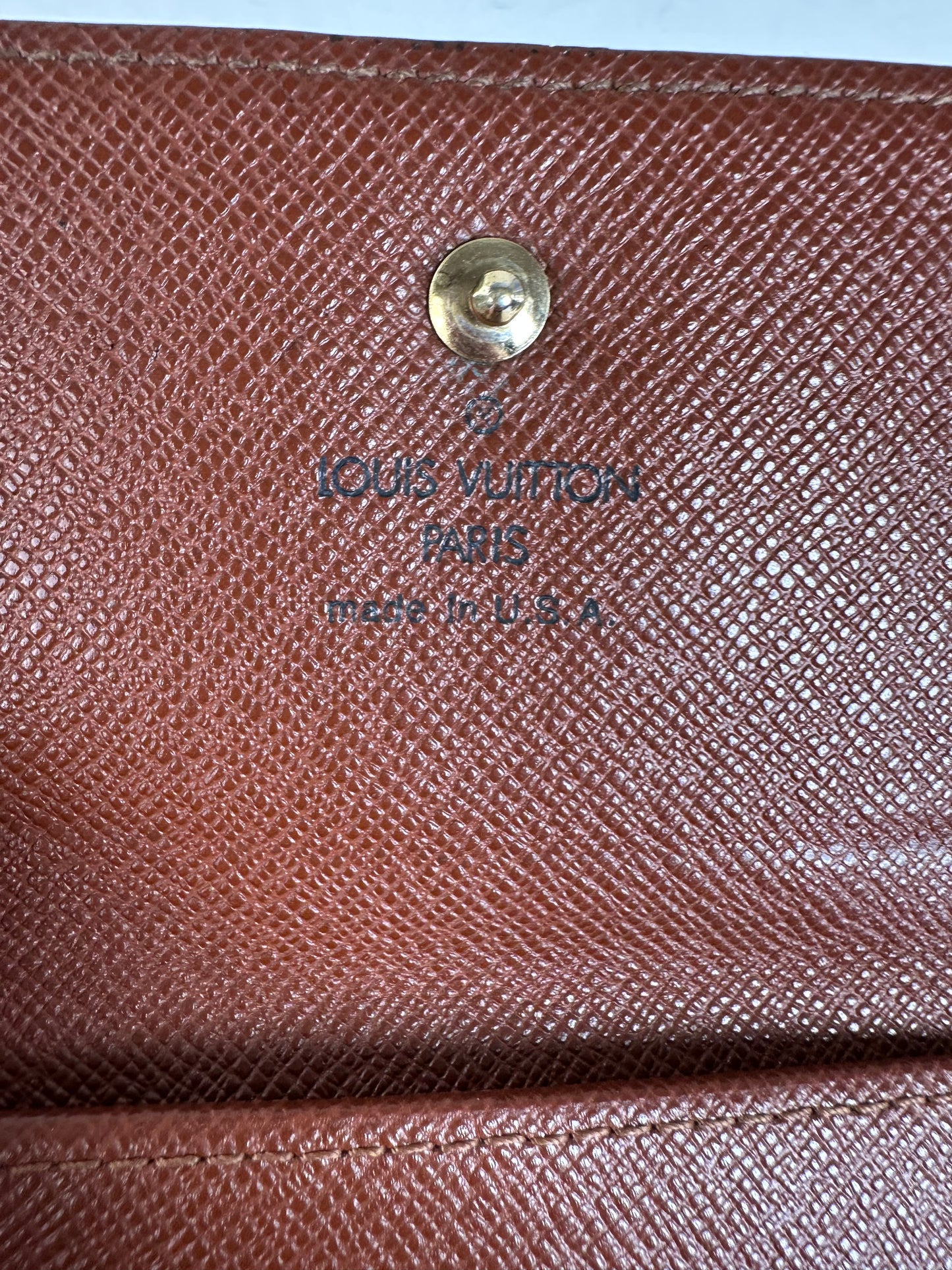 Vintage Louis Vuitton Monogram Canvas Wallet Brown Gold