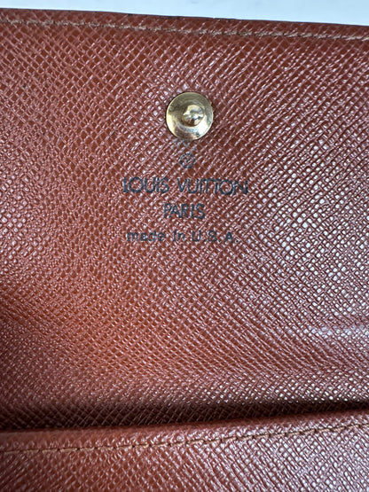 Vintage Louis Vuitton Monogram Canvas Wallet Brown Gold