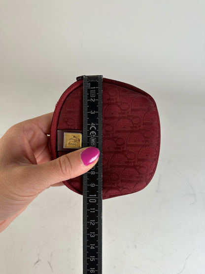 Vintage Dior Monogram Velvet Coin Purse Burgundy Gold