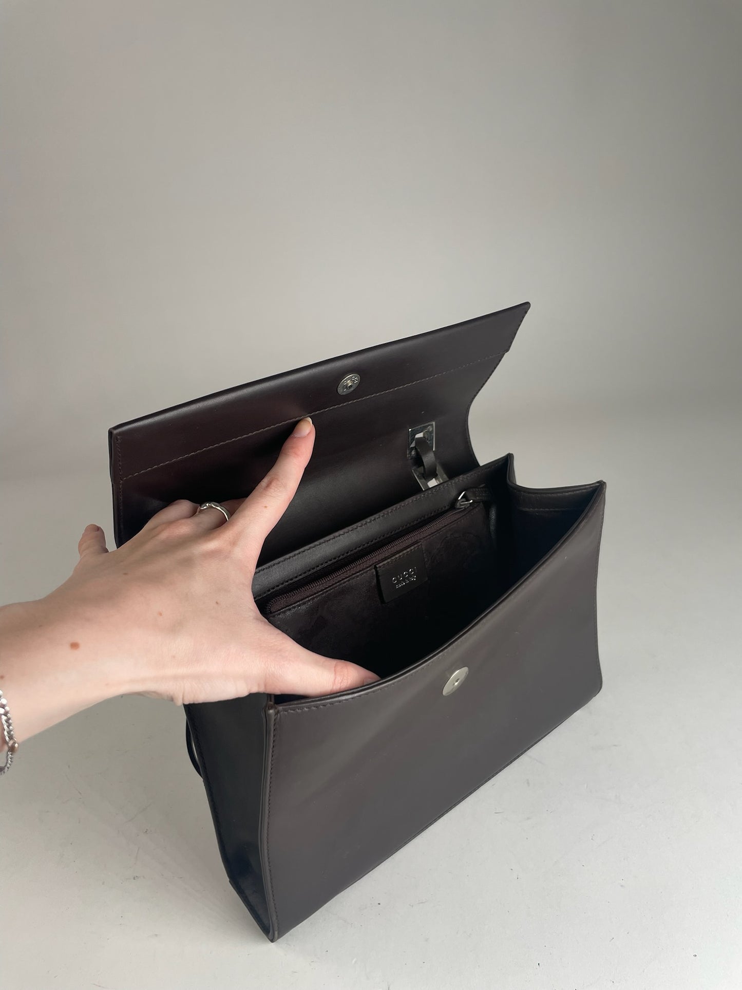 Vintage Gucci Leather Bag dark brown