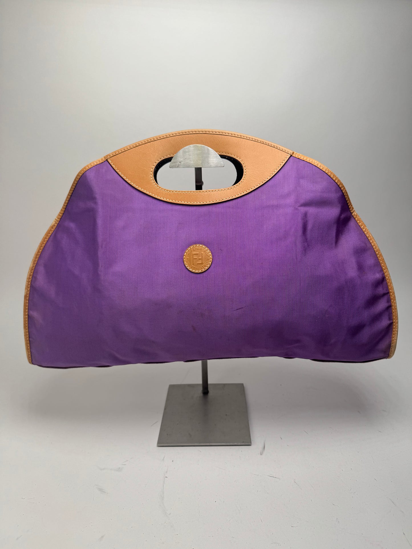 Vintage Fendi Roma Canvas Leather Tote Bag