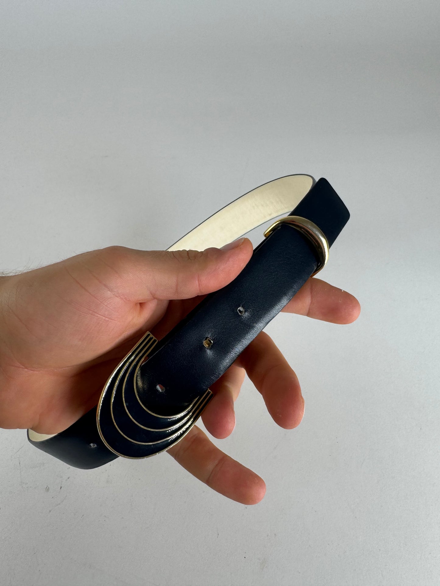 Vintage Dior Leather Belt Black