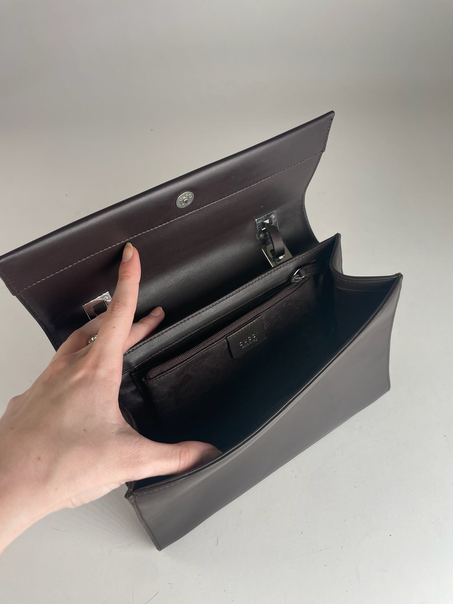 Vintage Gucci Leather Bag dark brown