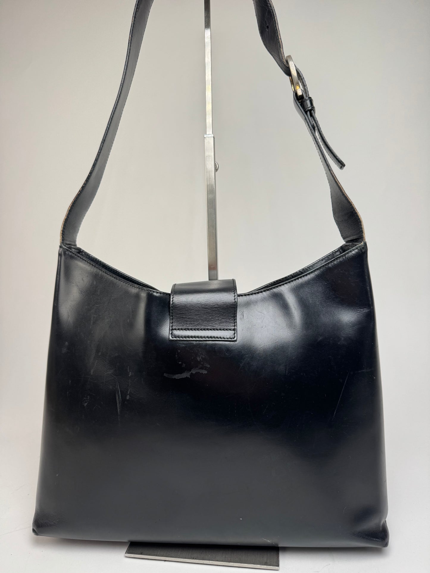 Vintage Salvatore Ferragamo Wanda Leather Handbag Black