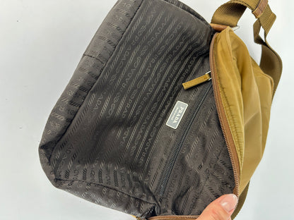 Vintage Prada Tessuto Nylon Flap Crossbody Bag Late 1990s Olive