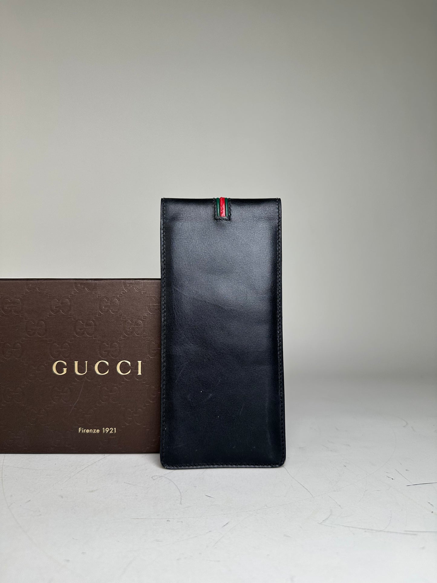 Vintage Gucci Leather Cardholder Black Gold Snap c. 2000