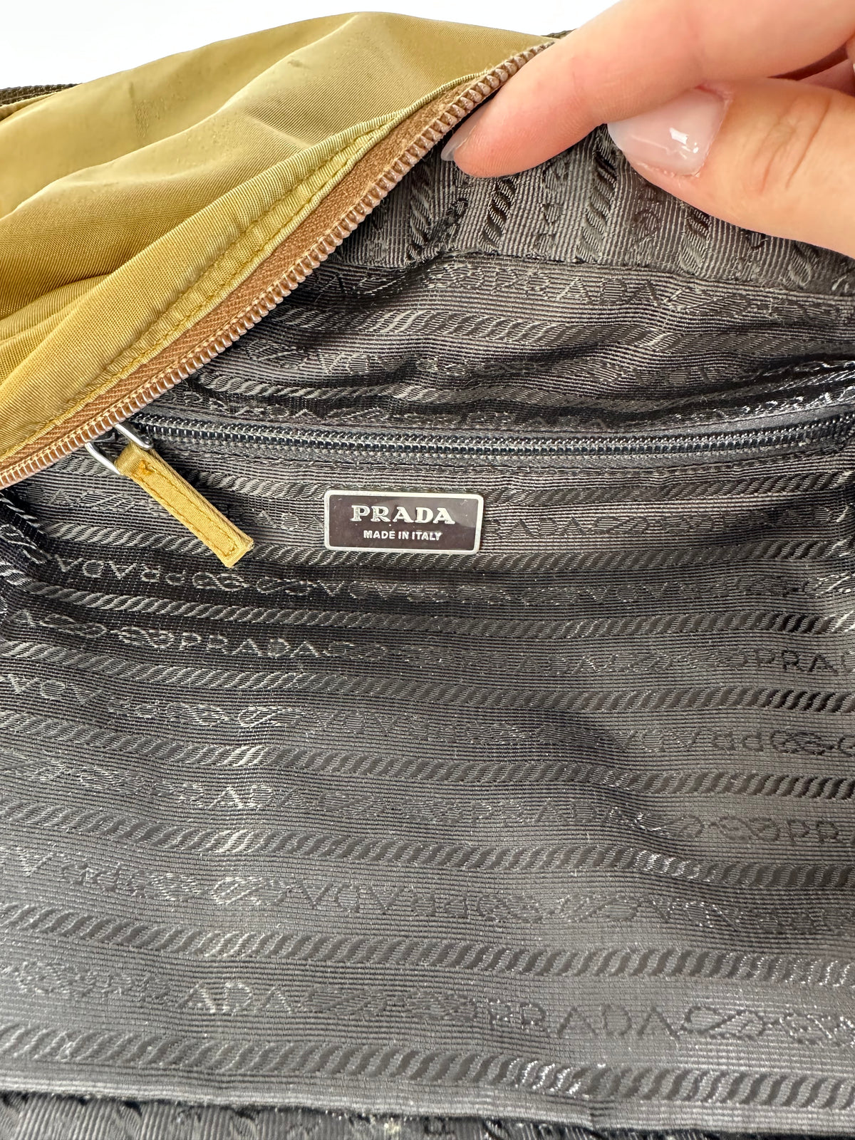Vintage Prada Tessuto Nylon Flap Crossbody Bag Late 1990s Olive