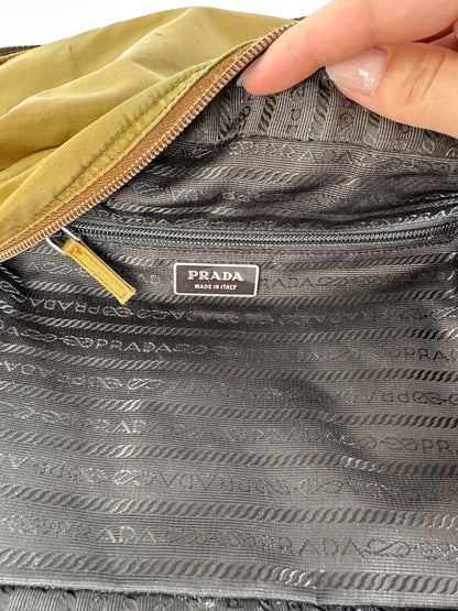 Vintage Prada Tessuto Nylon Flap Crossbody Bag Late 1990s Olive