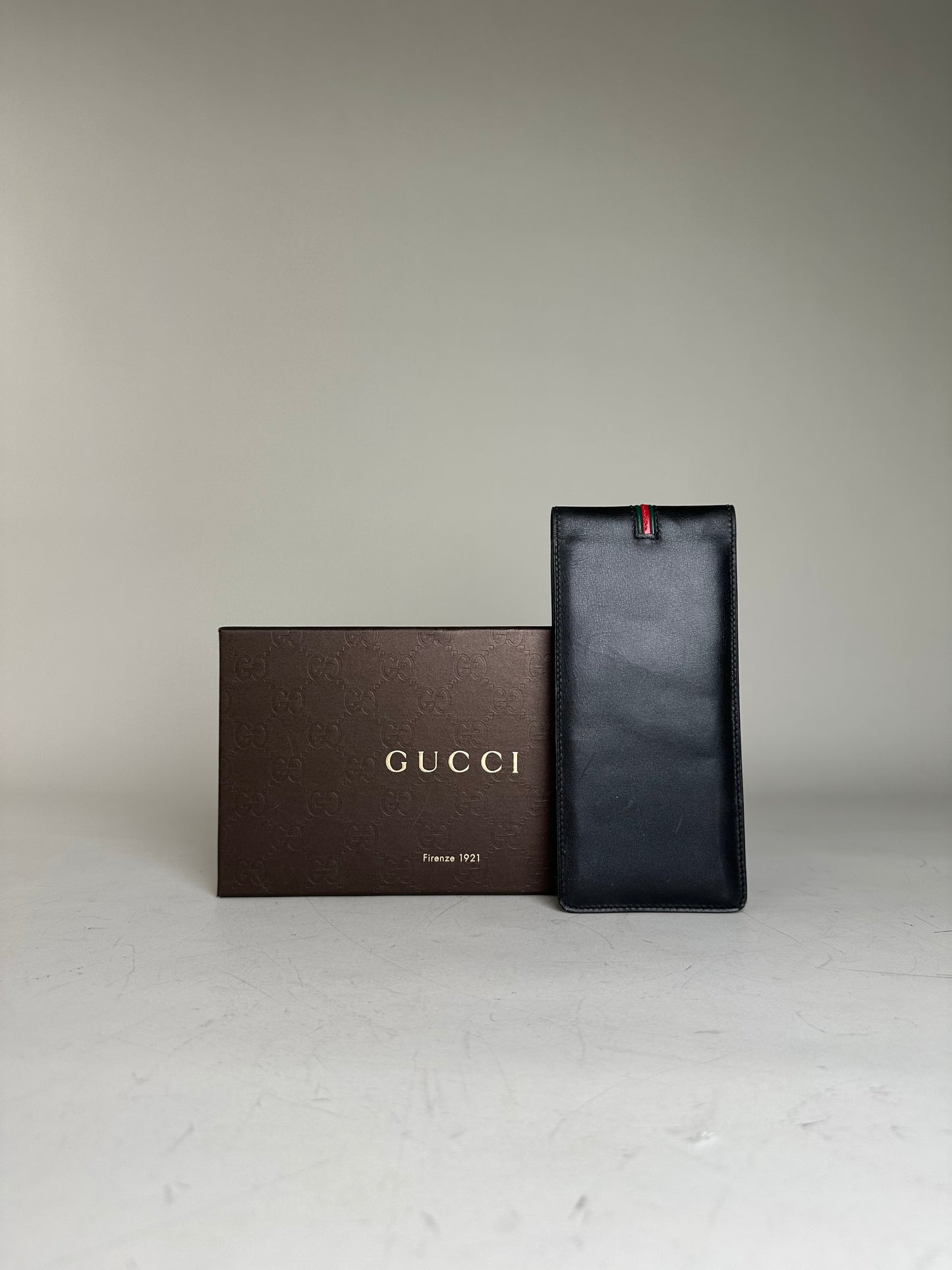 Vintage Gucci Leather Cardholder Black Gold Snap c. 2000
