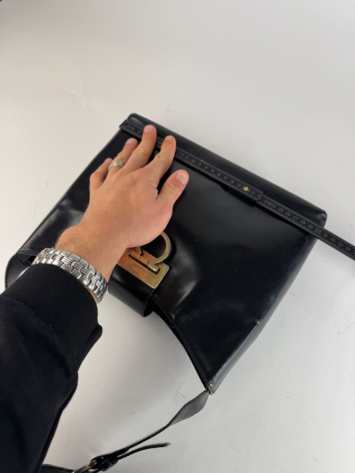 Vintage Salvatore Ferragamo Wanda Leather Handbag Black