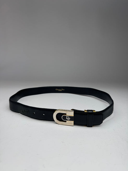 Vintage Dior Leather Belt Black