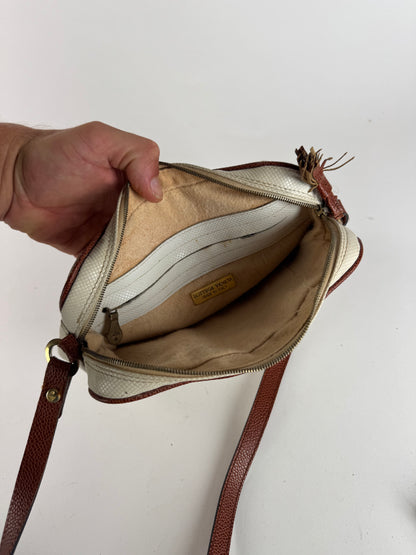 Sac vintage en cuir Bottega Veneta blanc marron