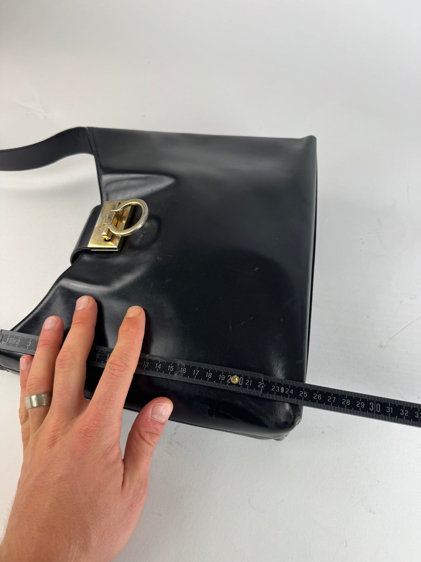 Vintage Salvatore Ferragamo Wanda Leather Handbag Black