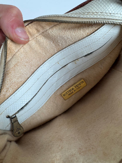 Sac vintage en cuir Bottega Veneta blanc marron