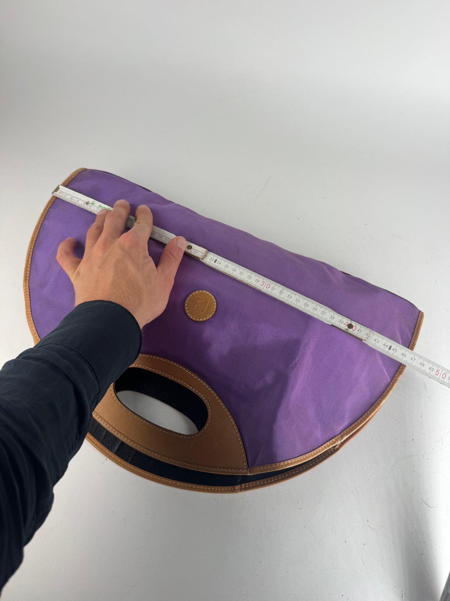 Vintage Fendi Roma Canvas Leather Tote Bag