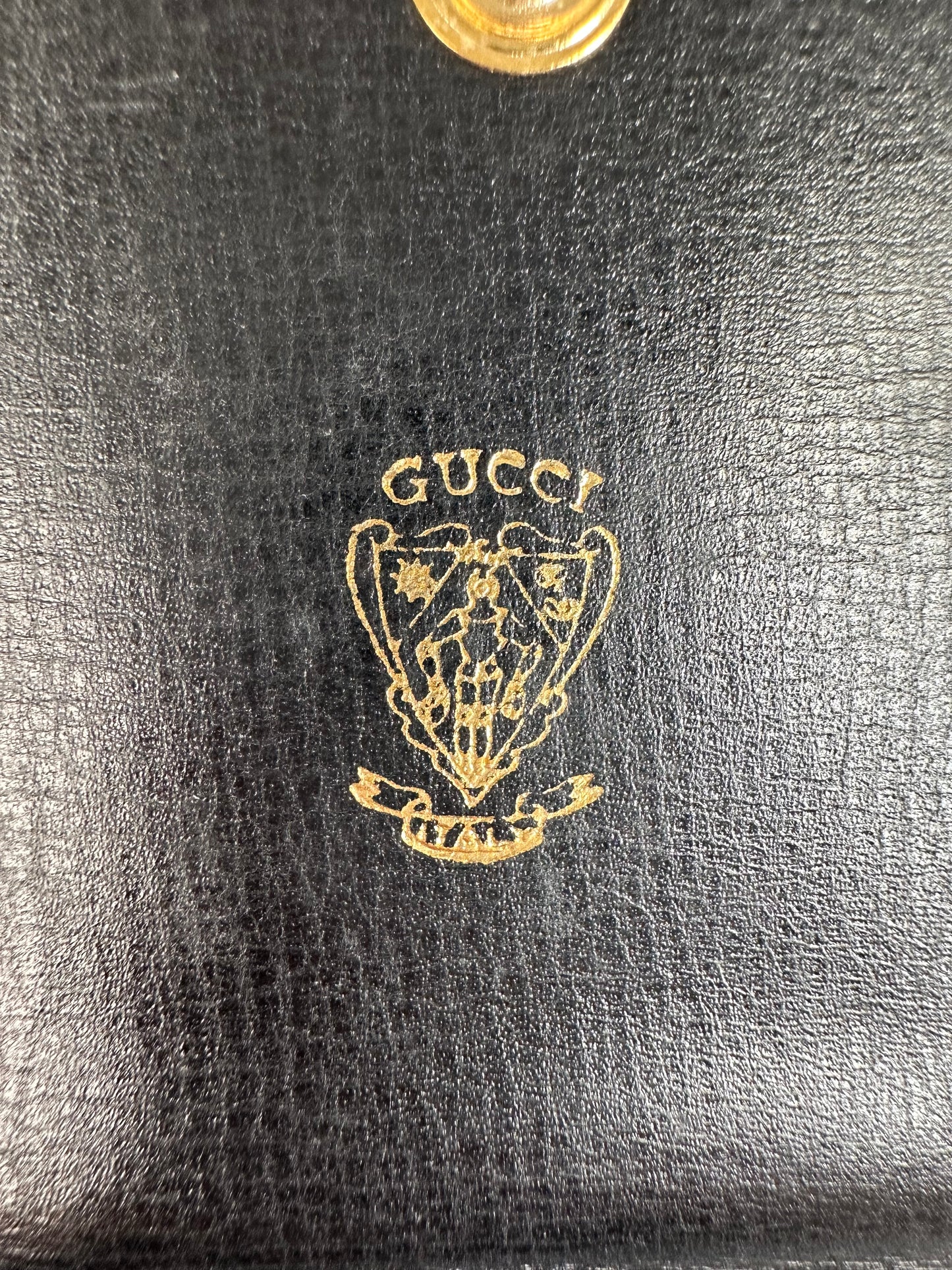Vintage Gucci Leather Cardholder Black Gold Snap c. 2000