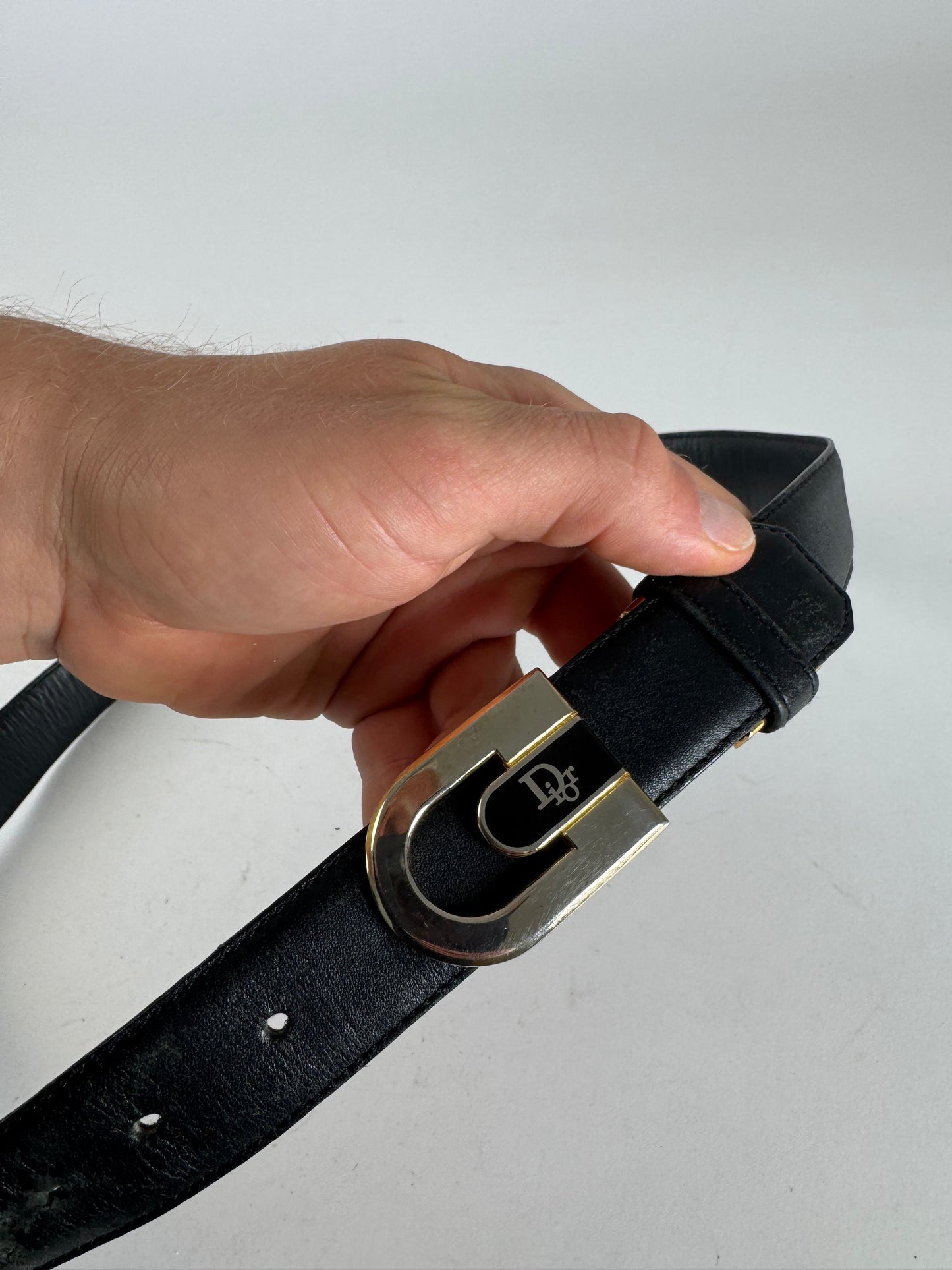 Vintage Dior Leather Belt Black