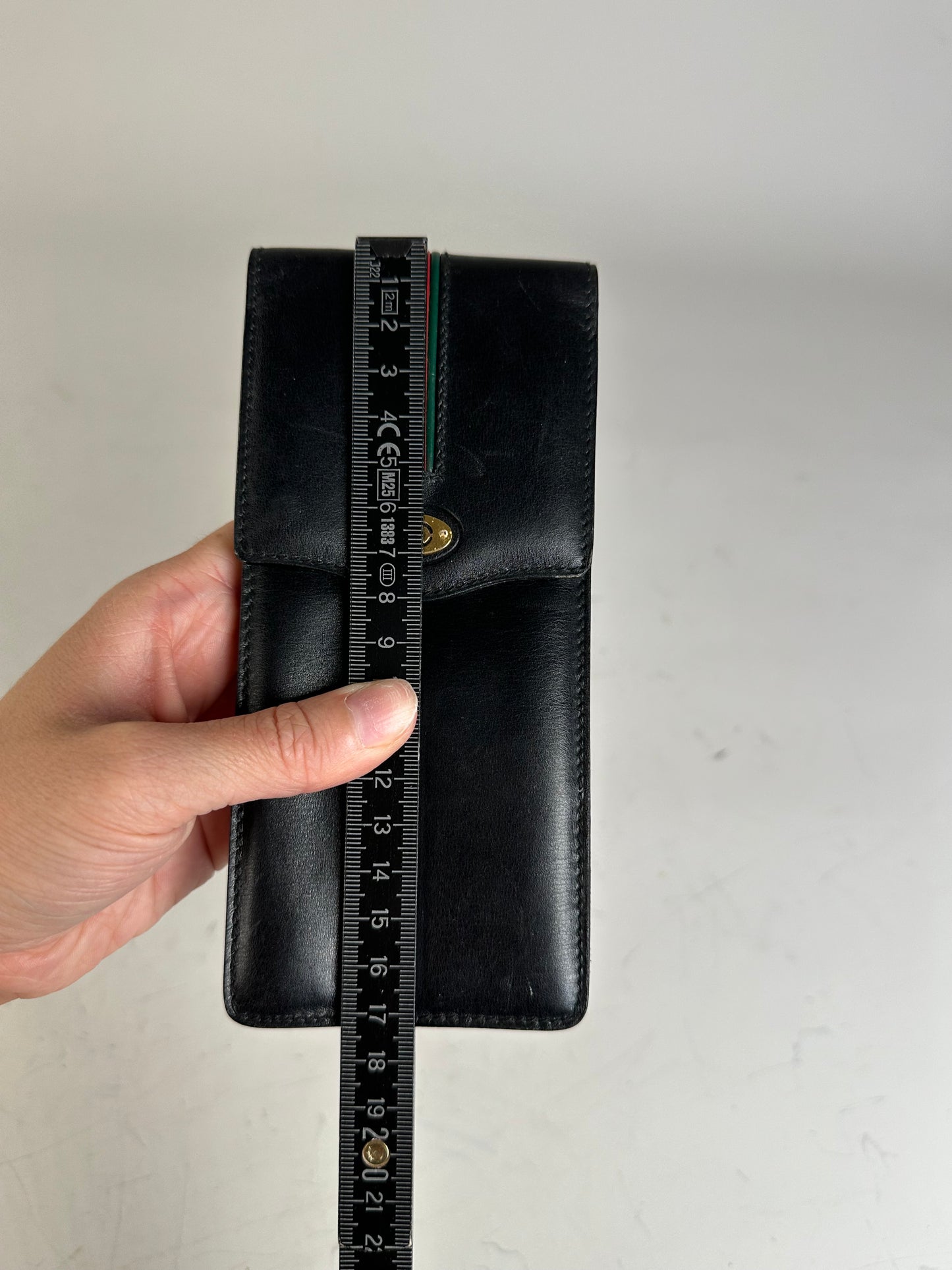 Vintage Gucci Leather Cardholder Black Gold Snap c. 2000