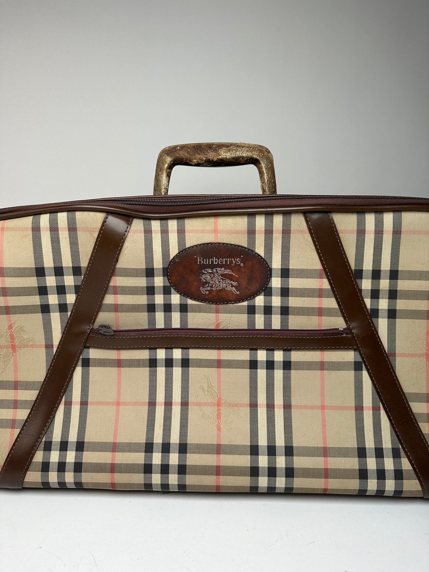 Vintage Burberry Nova Check Travel Bag Beige Brown Black