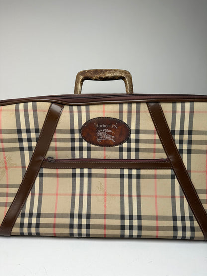 Vintage Burberry Nova Check Travel Bag Beige Brown Black
