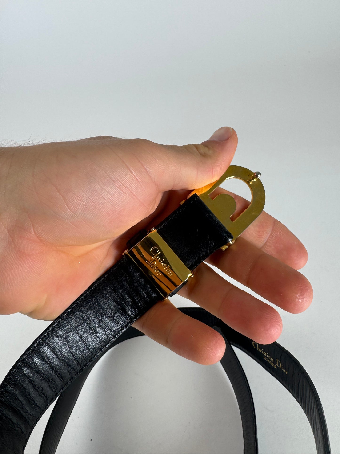 Vintage Dior Leather Belt Black