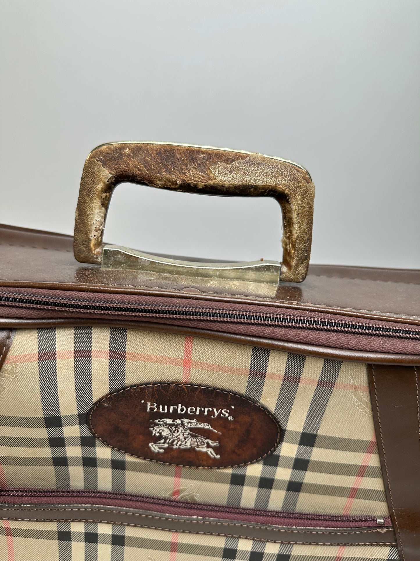 Vintage Burberry Nova Check Travel Bag Beige Brown Black