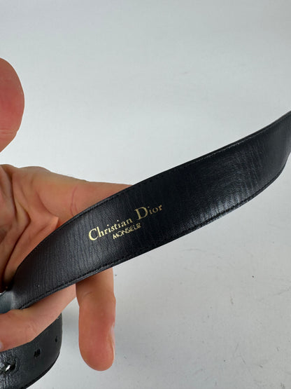 Vintage Dior Leather Belt Black