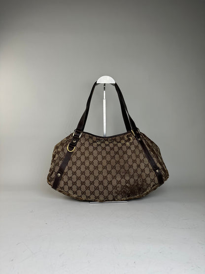 Vintage Gucci GG Supreme Shoulder Bag Late 1990s Beige Brown