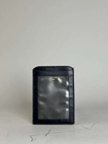 Vintage Celine Leather Card Holder Black Gold
