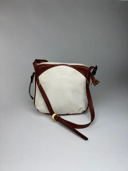 Sac vintage en cuir Bottega Veneta blanc marron