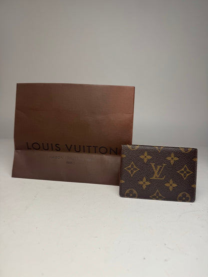 Vintage Louis Vuitton Leather Monogram Card Holder Brown