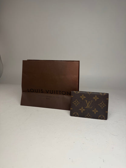 Vintage Louis Vuitton Leather Monogram Card Holder Brown