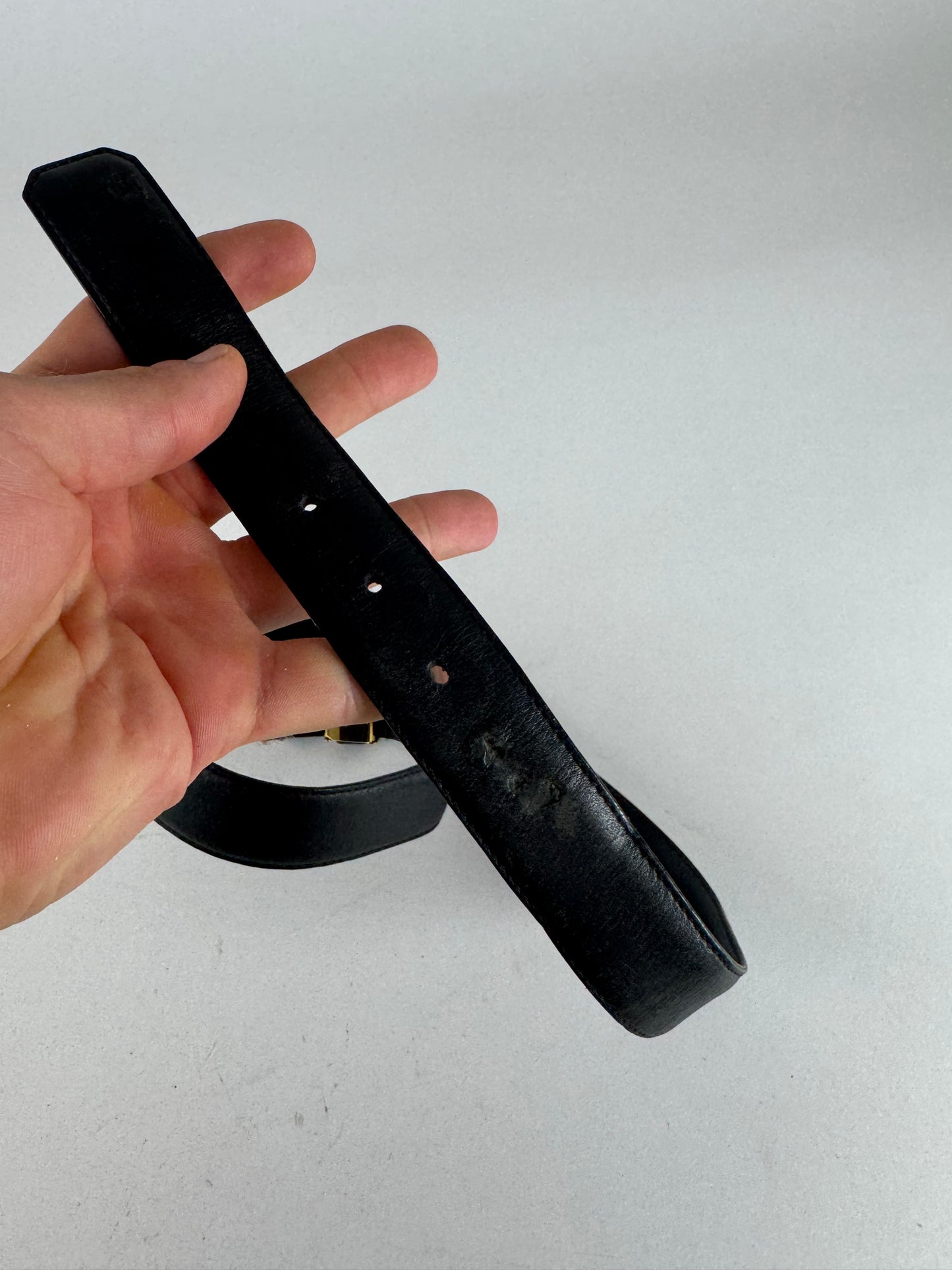 Vintage Dior Leather Belt Black