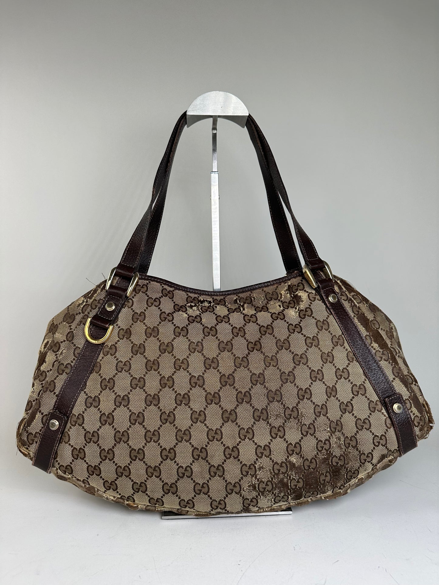 Vintage Gucci GG Supreme Shoulder Bag Late 1990s Beige Brown