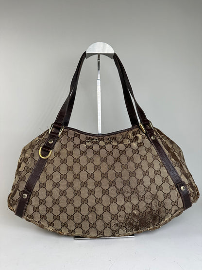 Vintage Gucci GG Supreme Shoulder Bag Late 1990s Beige Brown