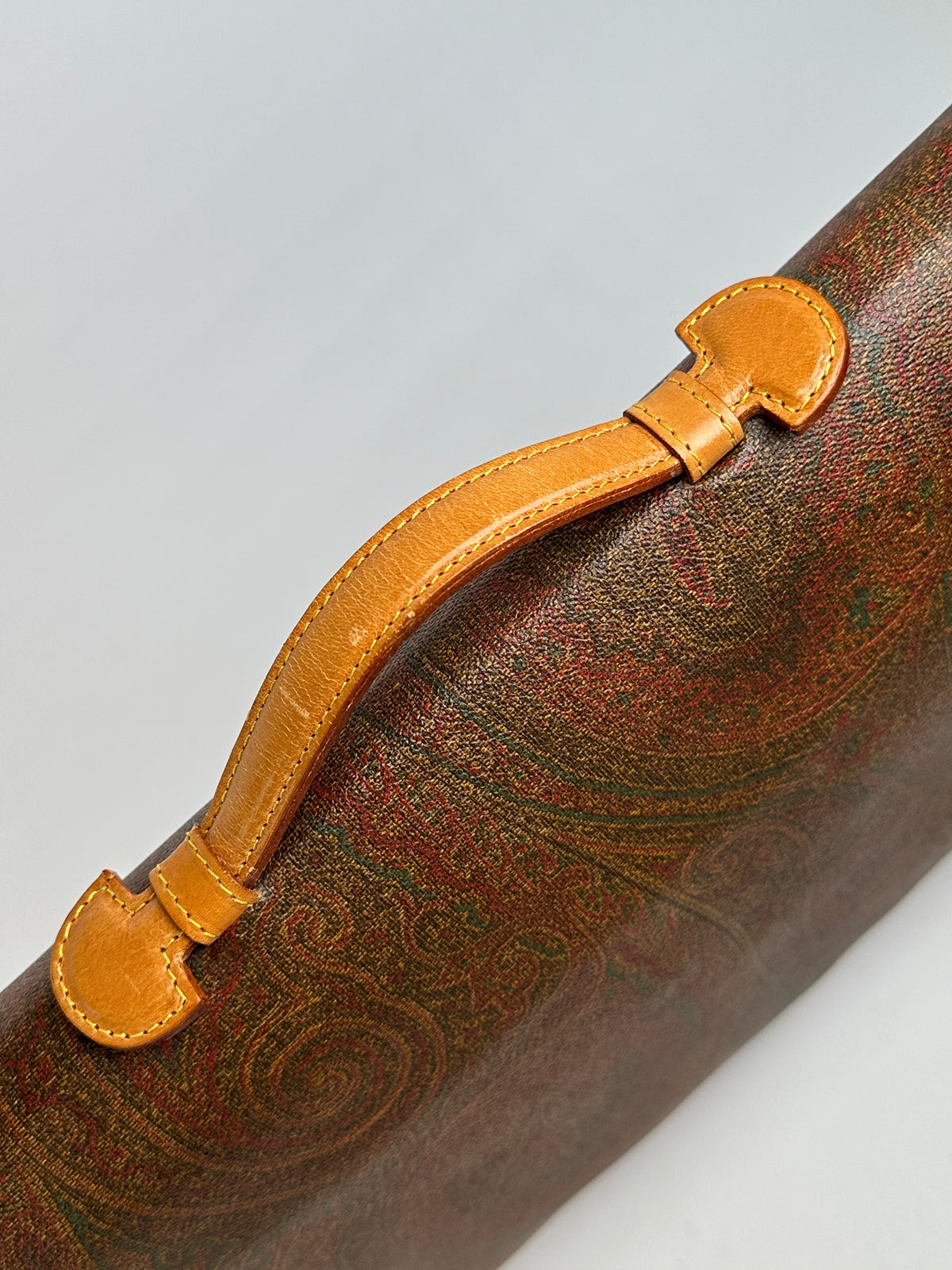 Vintage Etro Paisley Coated Canvas Briefcase Late 1990s Brown