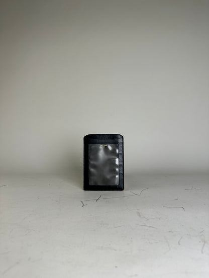 Vintage Celine Leather Card Holder Black Gold