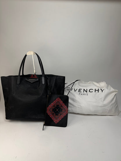 Vintage Givenchy Antigona Leather Tote Bag Black Abstract