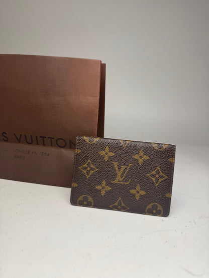 Vintage Louis Vuitton Leather Monogram Card Holder Brown