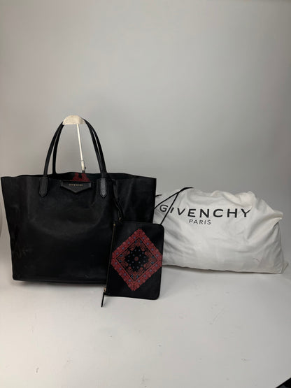 Vintage Givenchy Antigona Leather Tote Bag Black Abstract