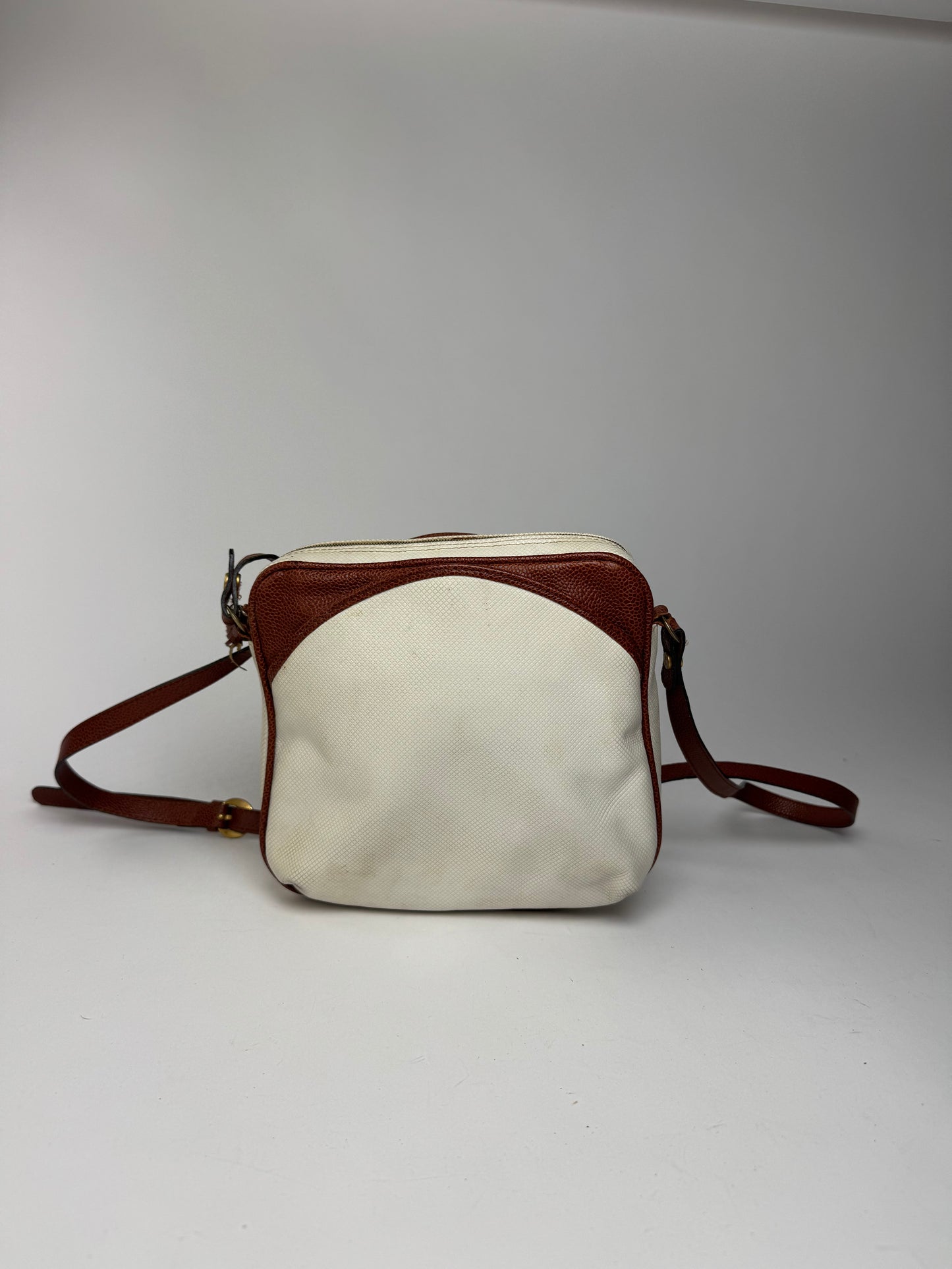 Sac vintage en cuir Bottega Veneta blanc marron