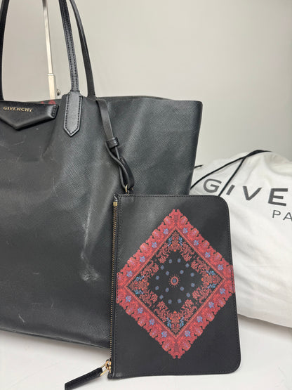 Vintage Givenchy Antigona Leather Tote Bag Black Abstract