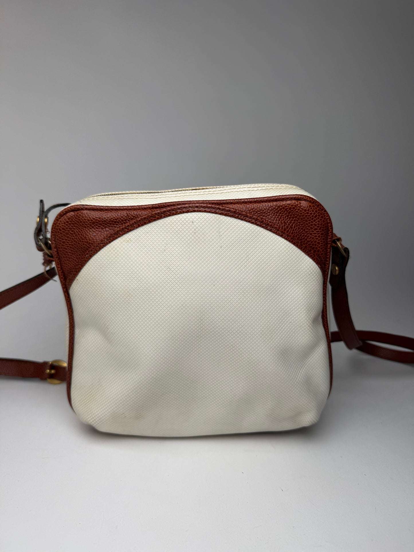 Sac vintage en cuir Bottega Veneta blanc marron
