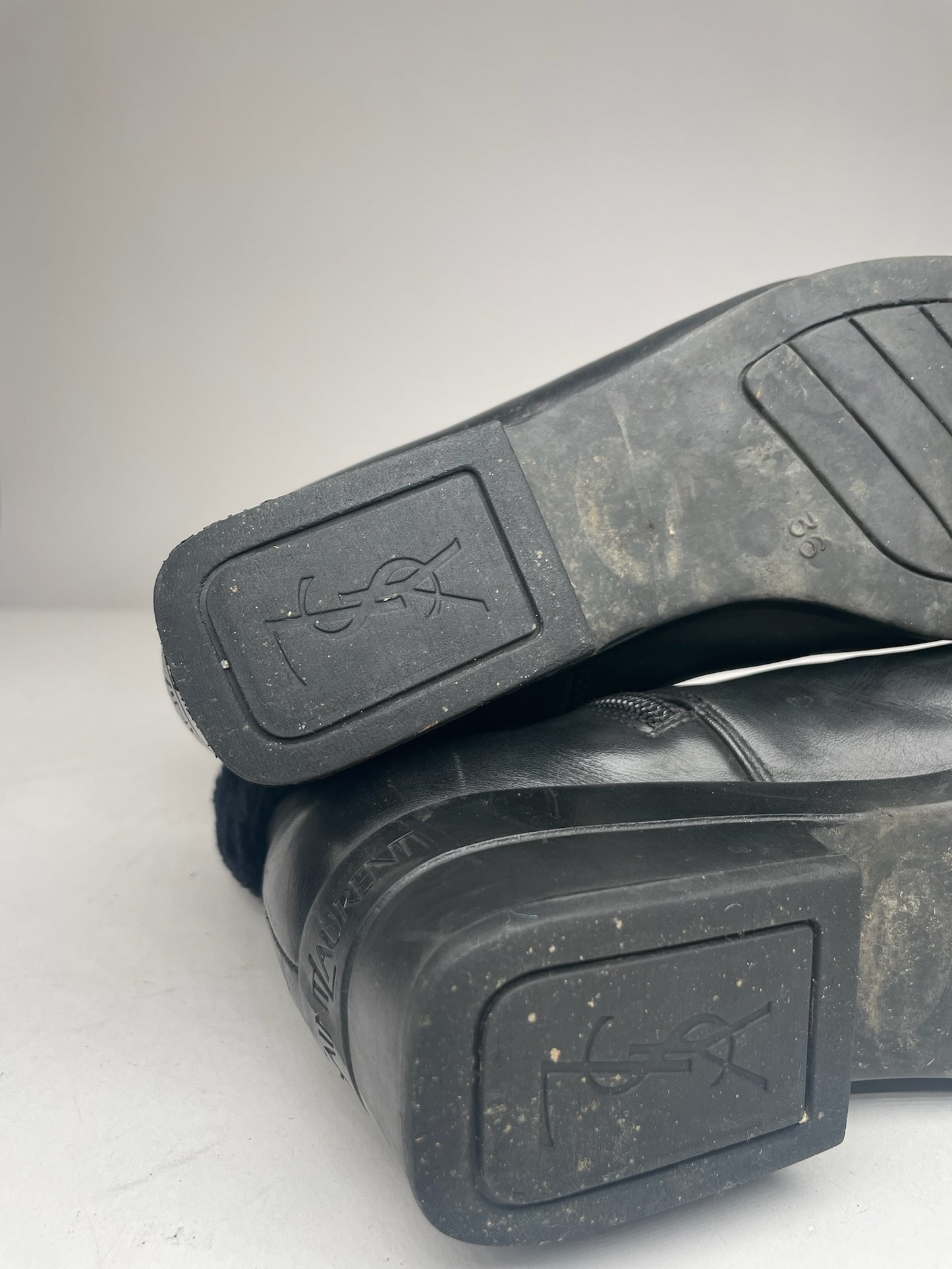 Vintage Yves Saint Laurent Leather Boots black