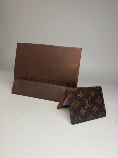 Vintage Louis Vuitton Leather Monogram Card Holder Brown
